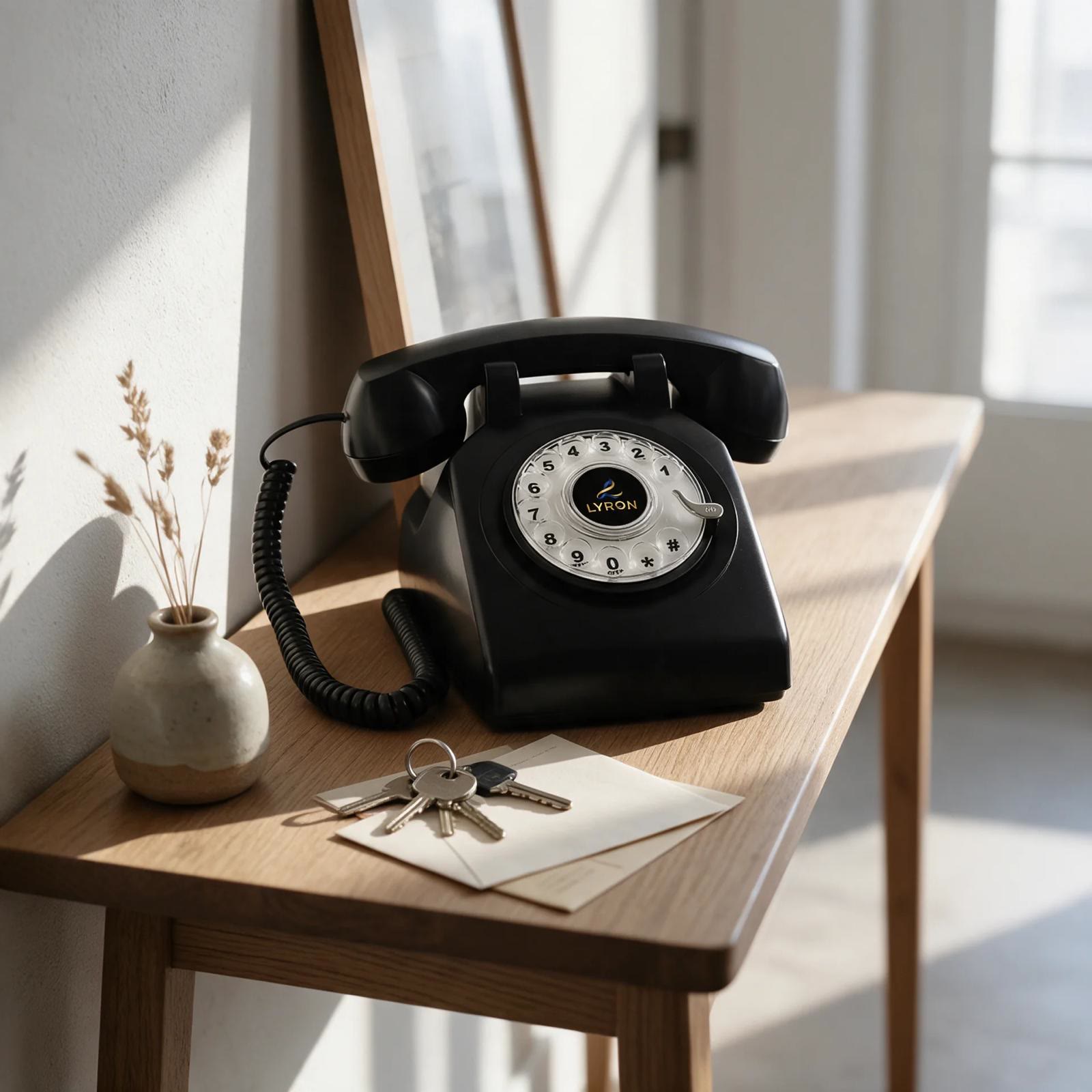 Classic Black phone on an entryway console